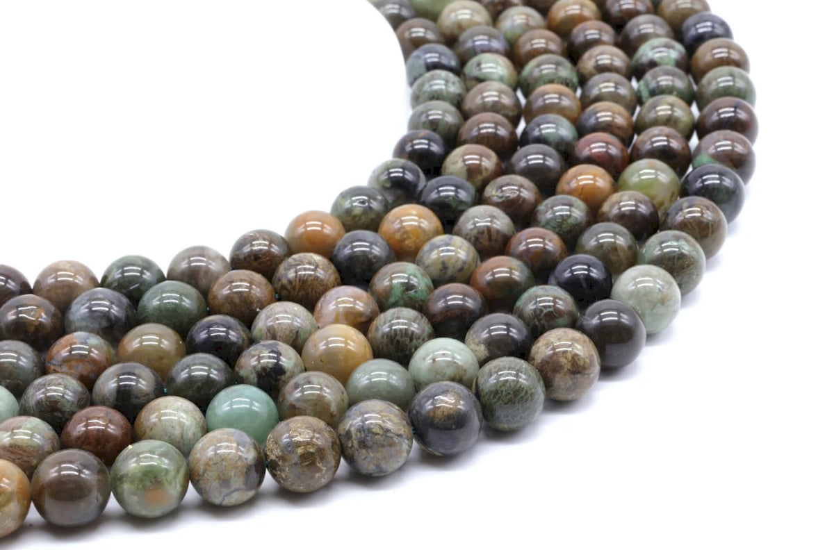 Perles Serpentine Chine sur fil