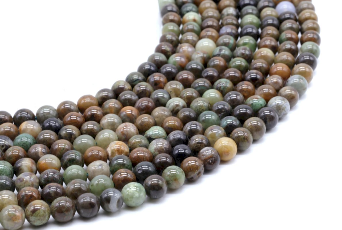 Perles Serpentine Chine sur fil