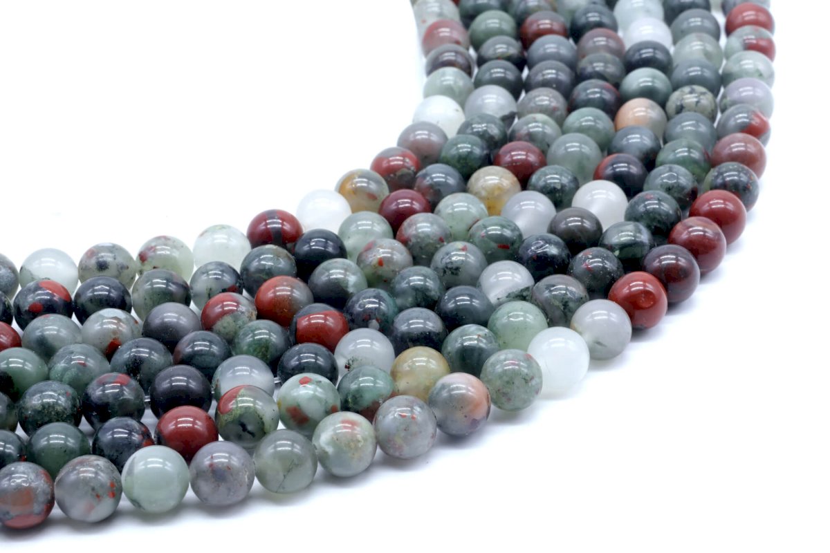 Perles Jaspe Héliotrope Africaine sur fil