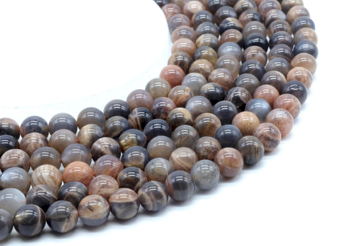 Perles de Soleil Noire 'AA' sur fil