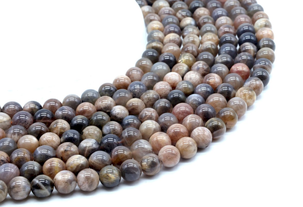 Perles de Soleil Noire 'AA' sur fil
