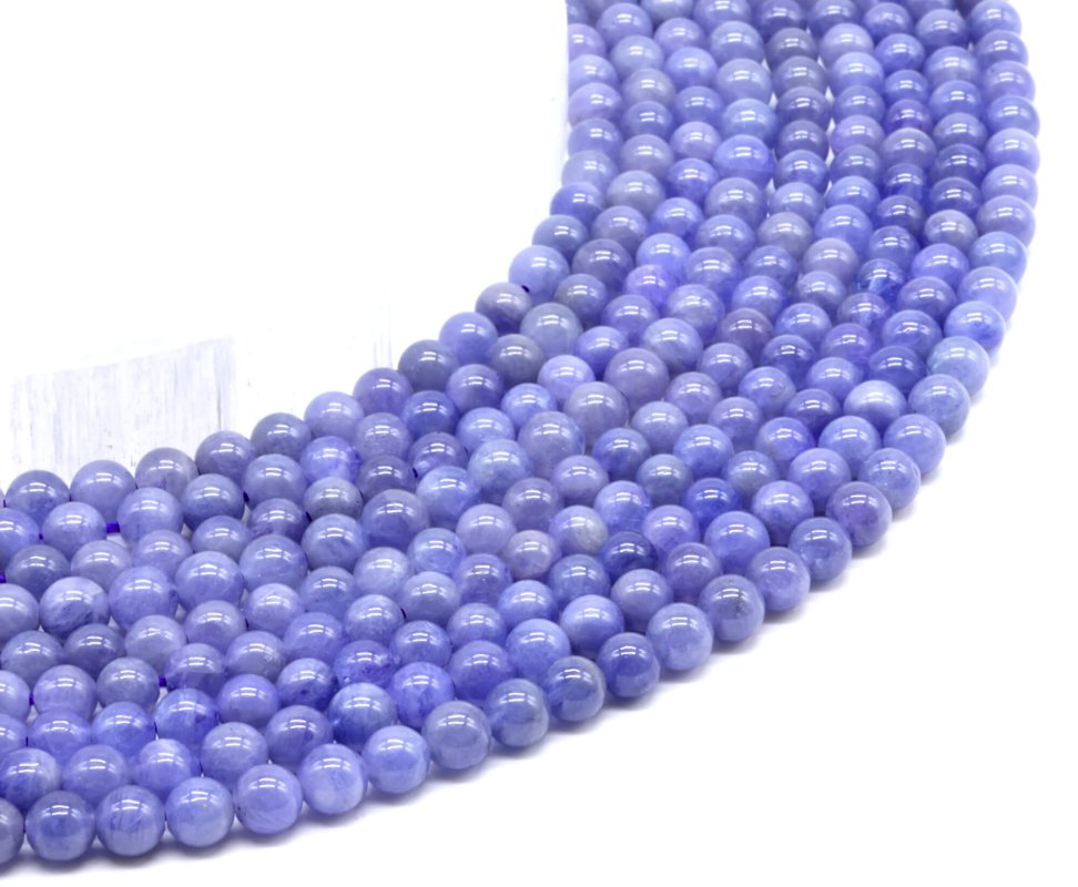 Perles Tanzanite 'AA' 5mm sur fil 38cm