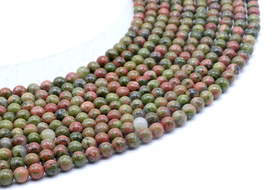 Perles Unakite sur fil