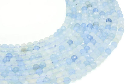 Perles facettées Aigue Marine sur fil
