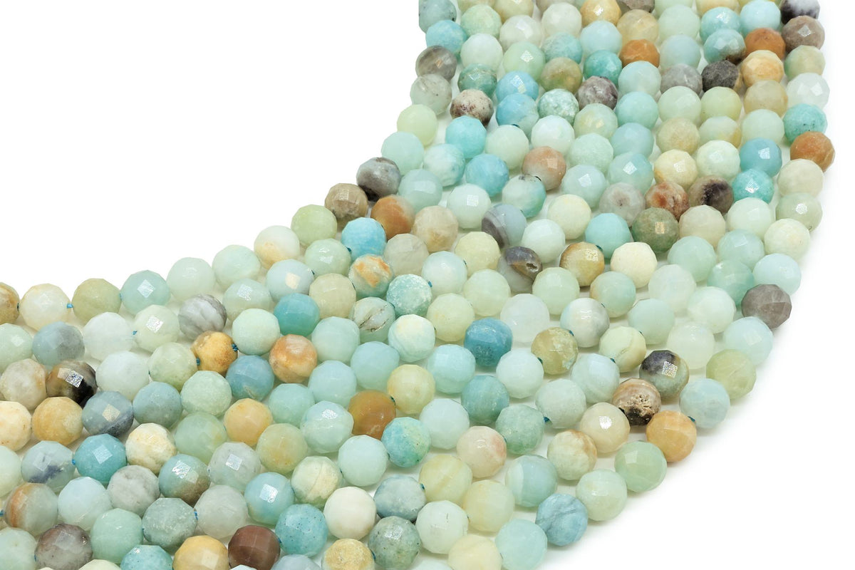 Perles facettées Amazonite sur fil — 6 mm