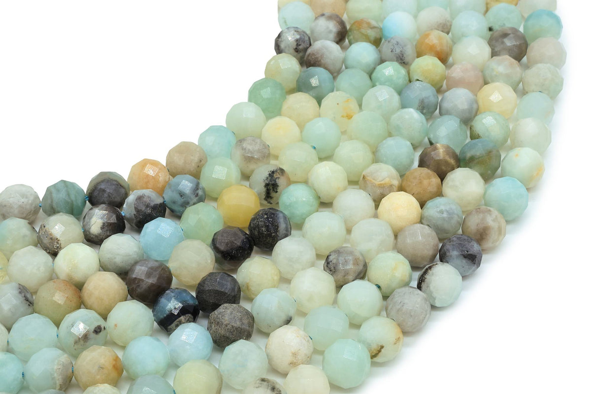 Perles facettées Amazonite sur fil — 8 mm
