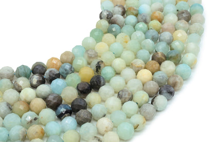 Perles facettées Amazonite sur fil — 8 mm