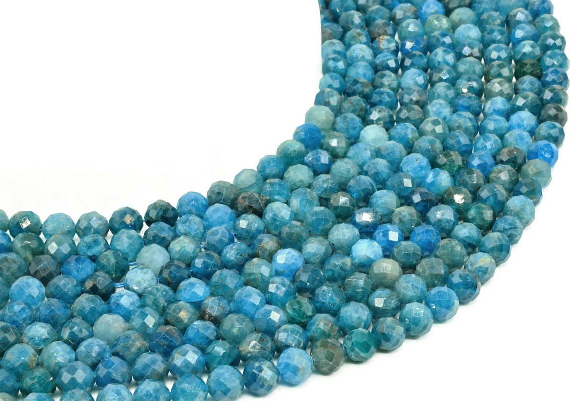 Perles facettées Apatite sur fil