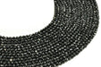Perles facettées Spinelle Noir 4mm sur fil 38cm