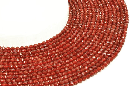 Perles facettées Cornaline sur fil