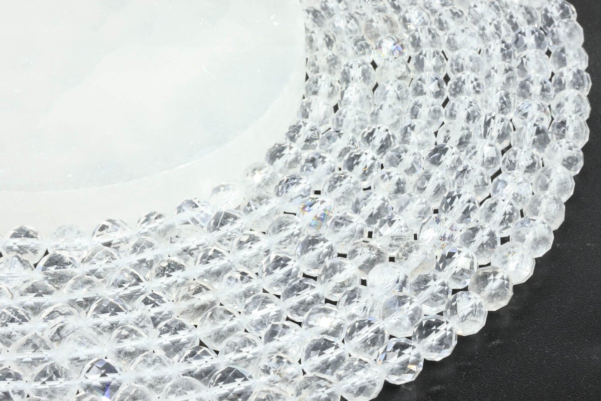Perles facettées Cristal de Roche sur fil