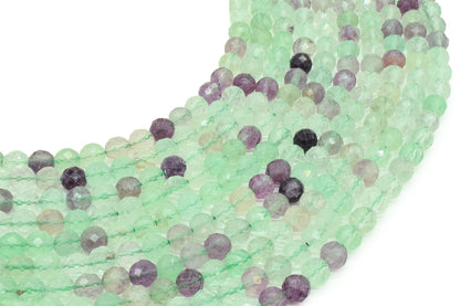 Perles facettées Fluorite Multicolore sur fil — 6 mm