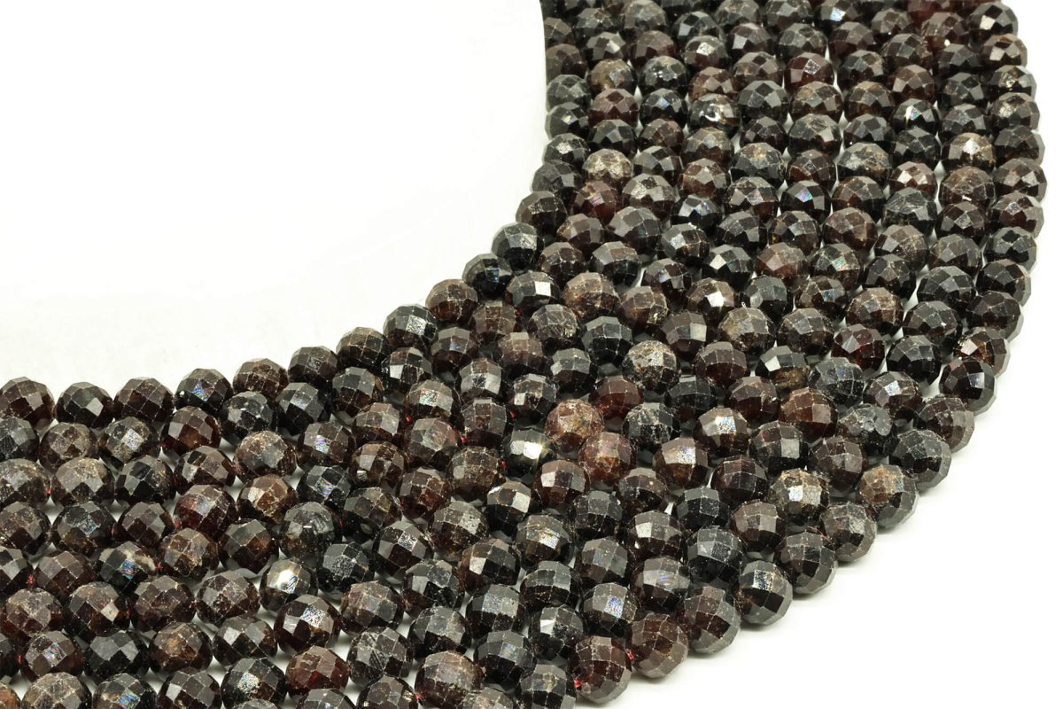 Perles facettées Grenat sur fil