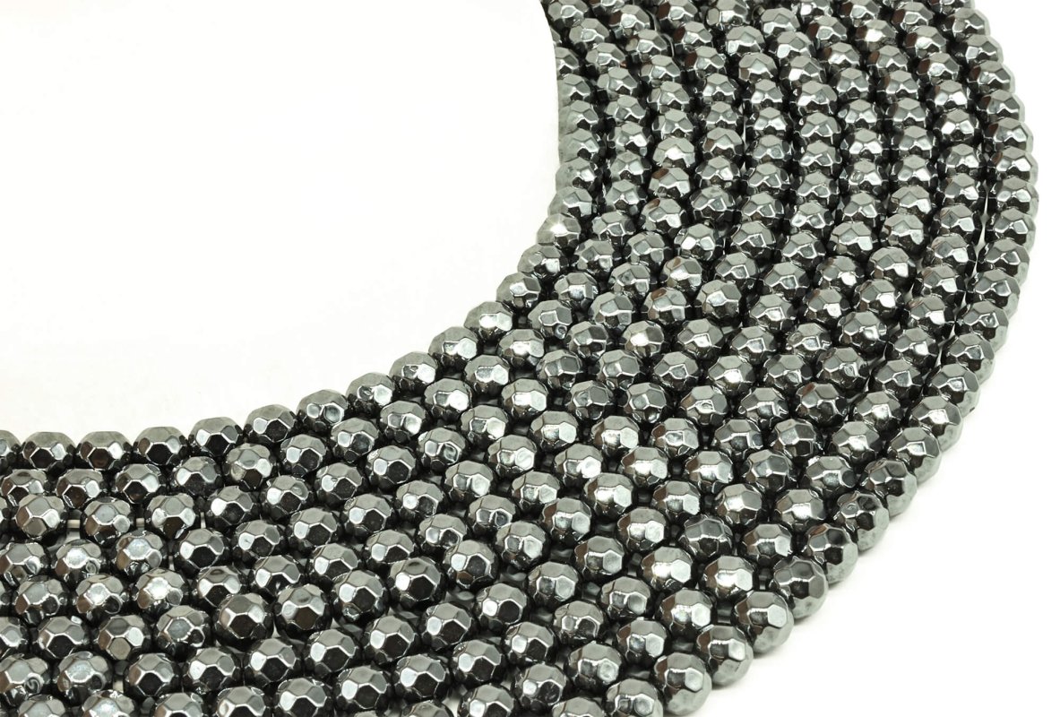 Perles facettées Hématite sur fil
