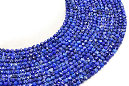 Perles facettées Lapis Lazuli sur fil — 4 mm