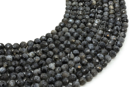 Perles facettées Larvikite sur fil — 6 mm