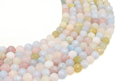 Perles facettées Morganite sur fil