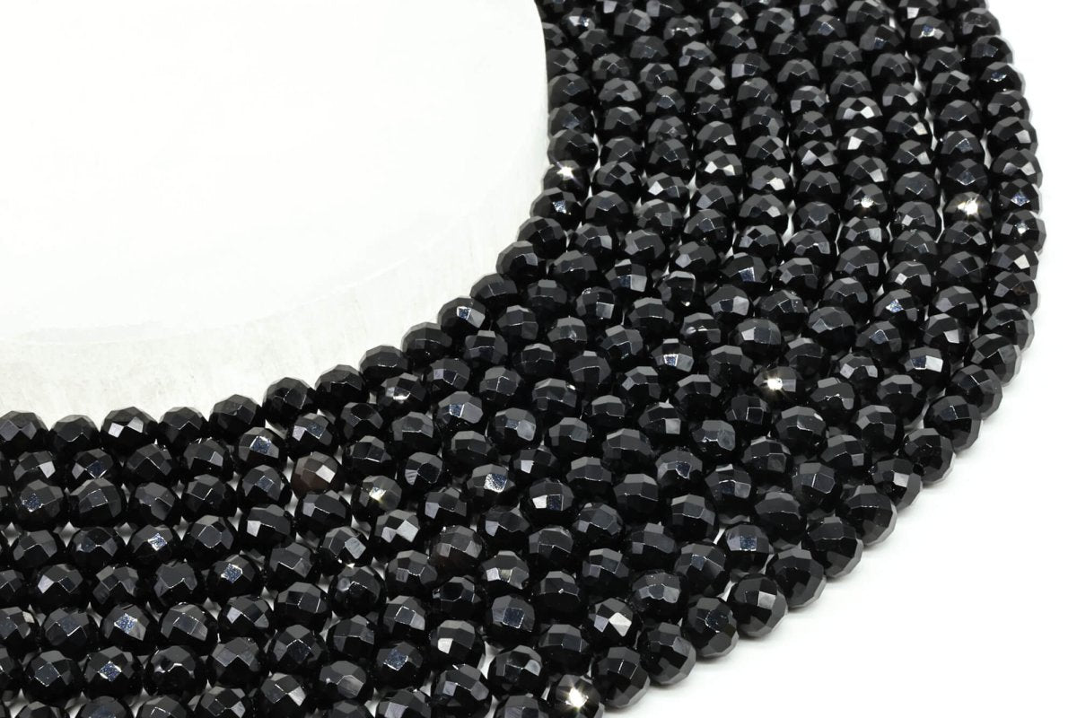 Perles facettées Onyx Noir sur fil
