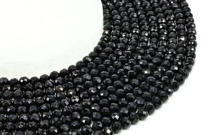 Perles facettées Onyx Noir sur fil