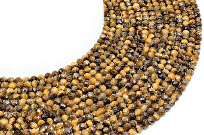 Perles facettées Oeil de Tigre sur fil — 4 mm