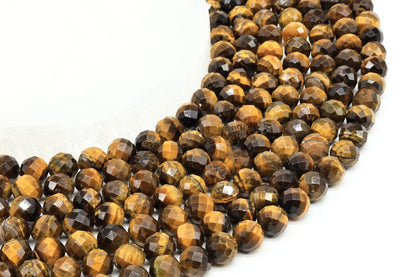 Perles facettées Oeil de Tigre sur fil