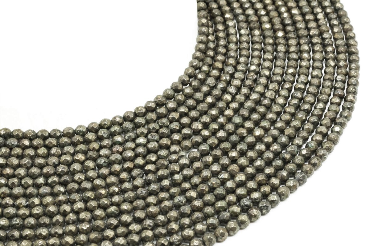 Perles facettées Pyrite sur fil