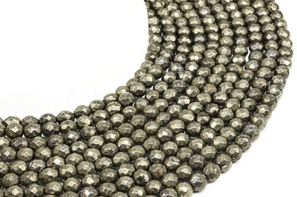 Perles facettées Pyrite sur fil