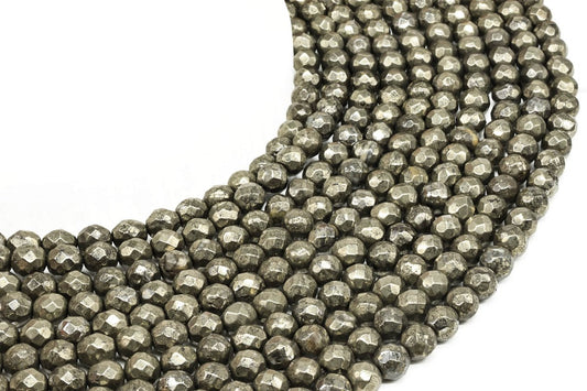 Perles facettées Pyrite sur fil
