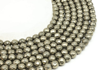 Perles facettées Pyrite sur fil