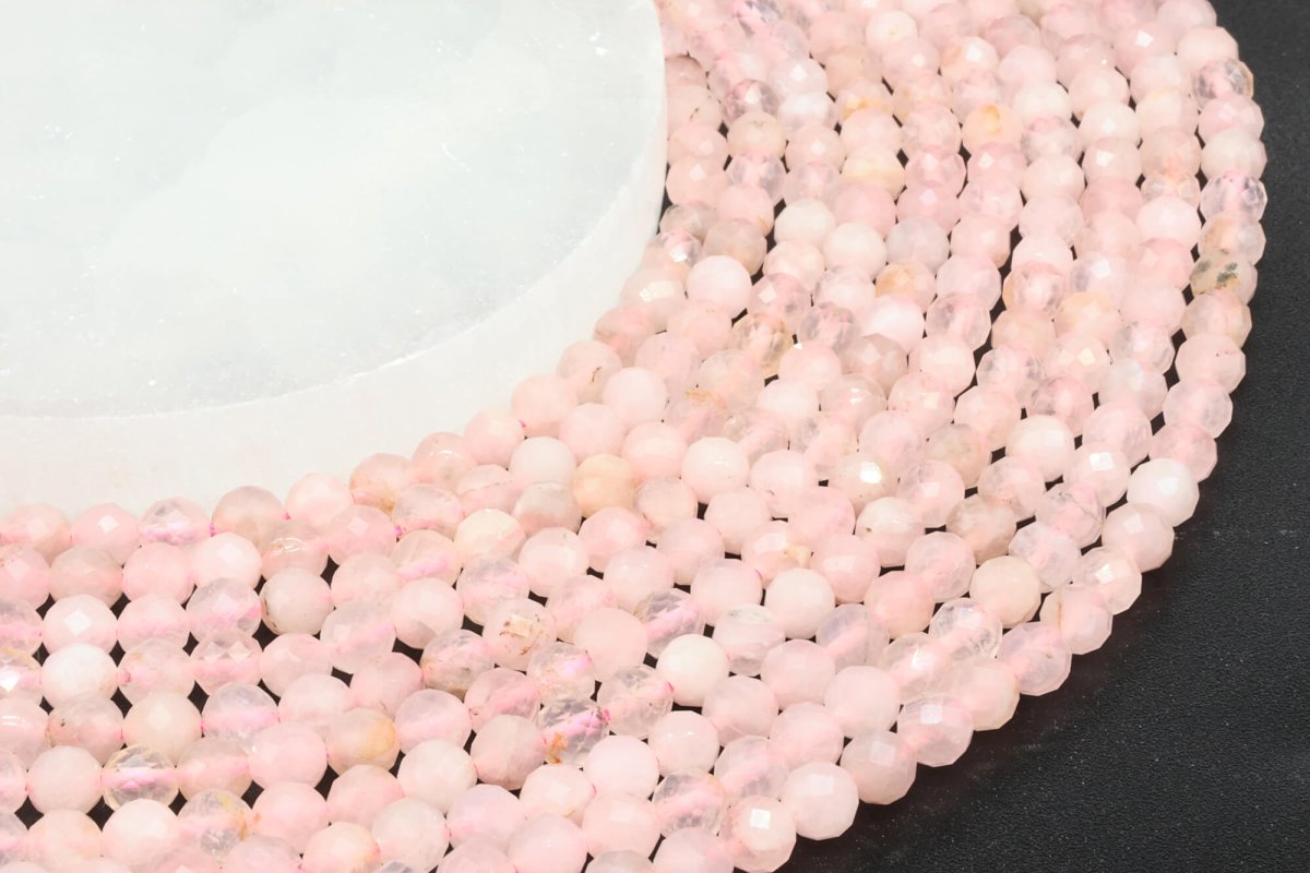 Perles facettées Quartz Rose sur fil