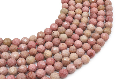 Perles facettées Rhodonite Unie sur fil — 8 mm
