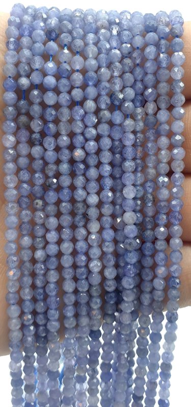 Perles facettées Tanzanite 3mm sur fil 38cm