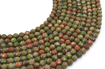 Perles facettées Unakite sur fil — 6 mm