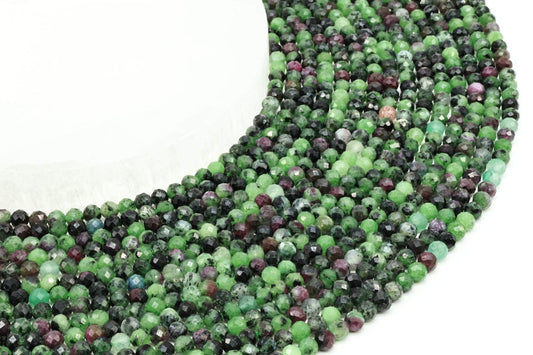 Perles facettées Rubis Zoïsite 4mm sur fil 38cm