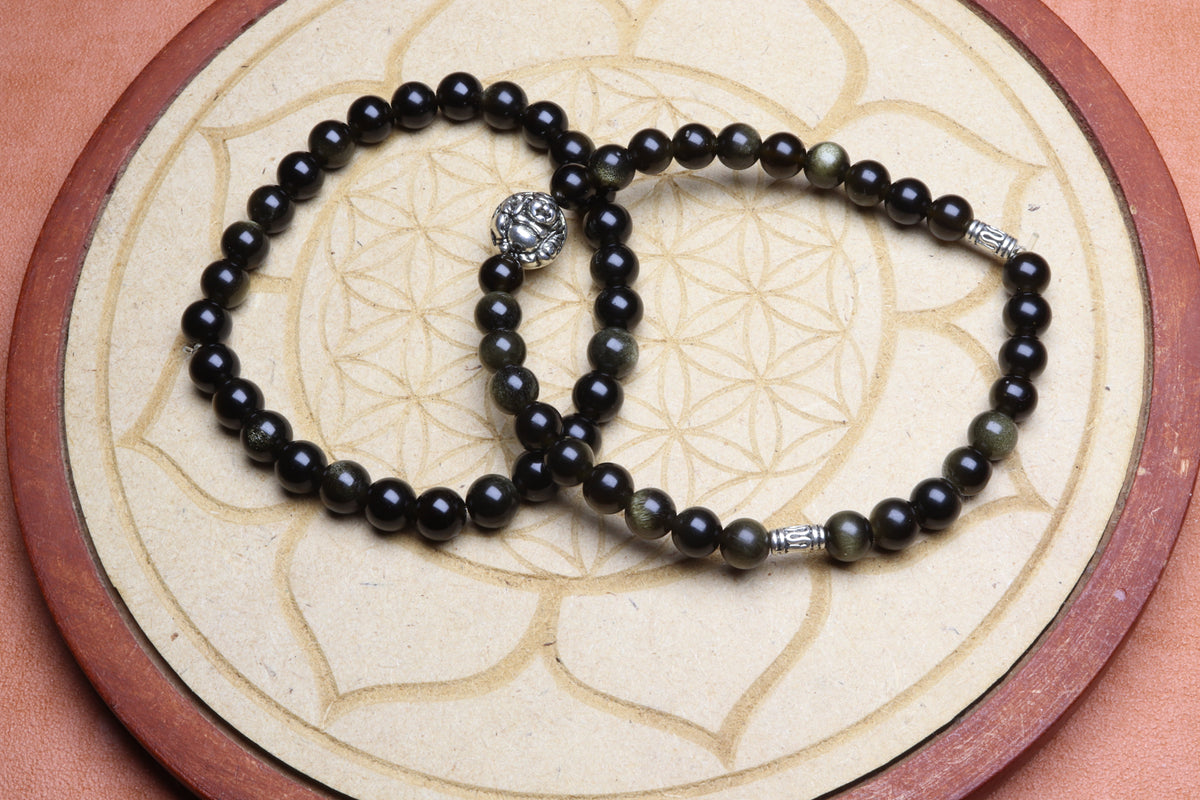Bracelet Obsidienne Dorée