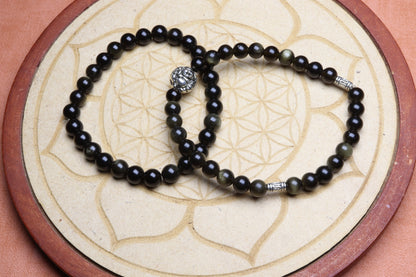 Bracelet Obsidienne Dorée