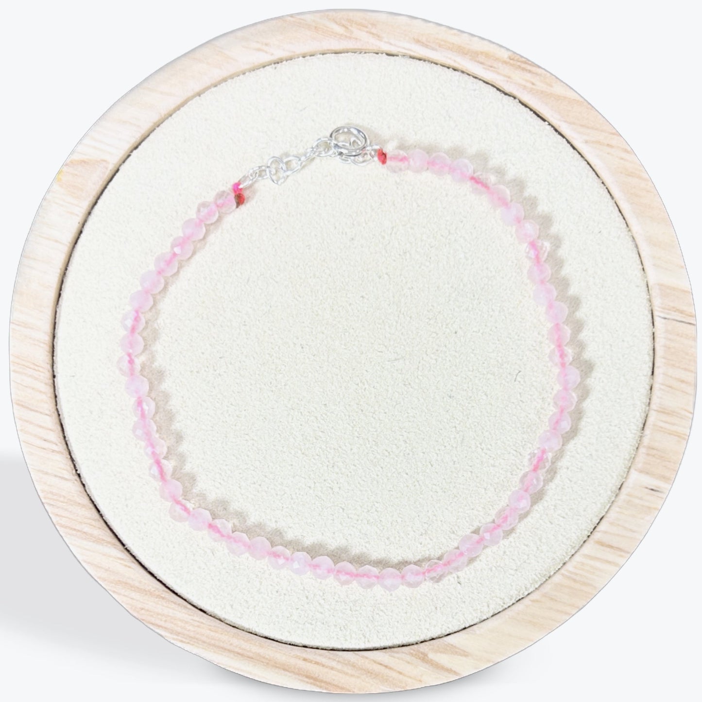 Bracelet Quartz Rose Facetté - 2mm