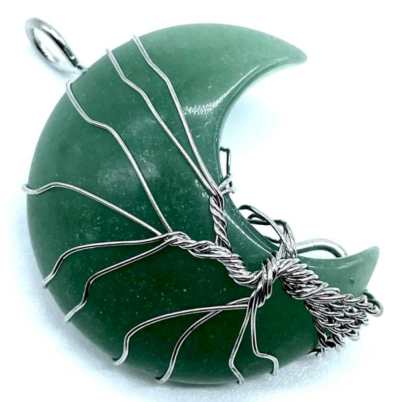 Pendentif Lune Arbre de Vie 3,5 cm — Aventurine Verte