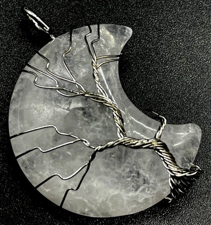Pendentif Lune Arbre de Vie 3,5 cm — Cristal de Roche