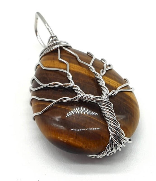 Pendentif Arbre de Vie - Oeil de Tigre 3cm