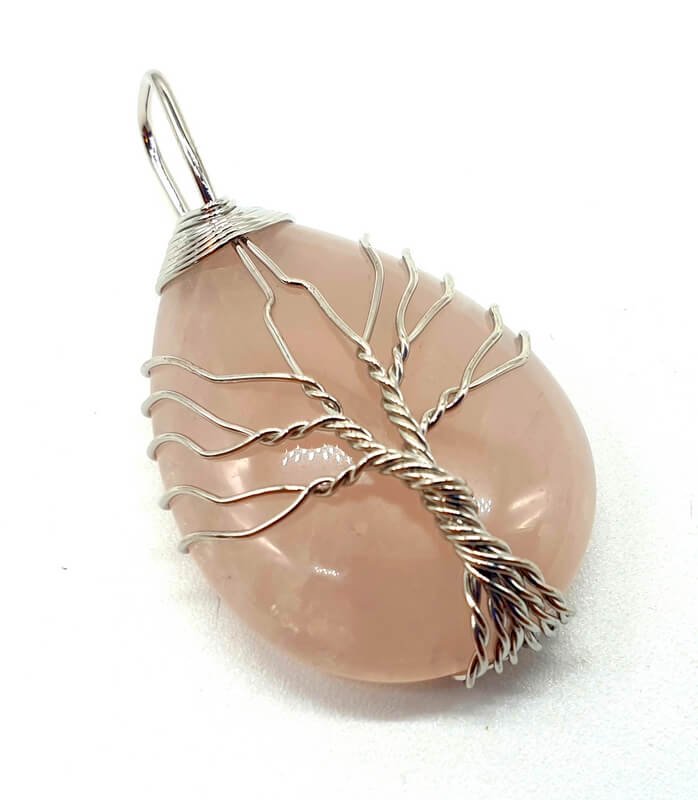 Pendentif Arbre de Vie - Quartz Rose 3cm