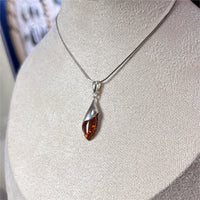 Pendentif Ambre marquise semi fermé - Argent 925