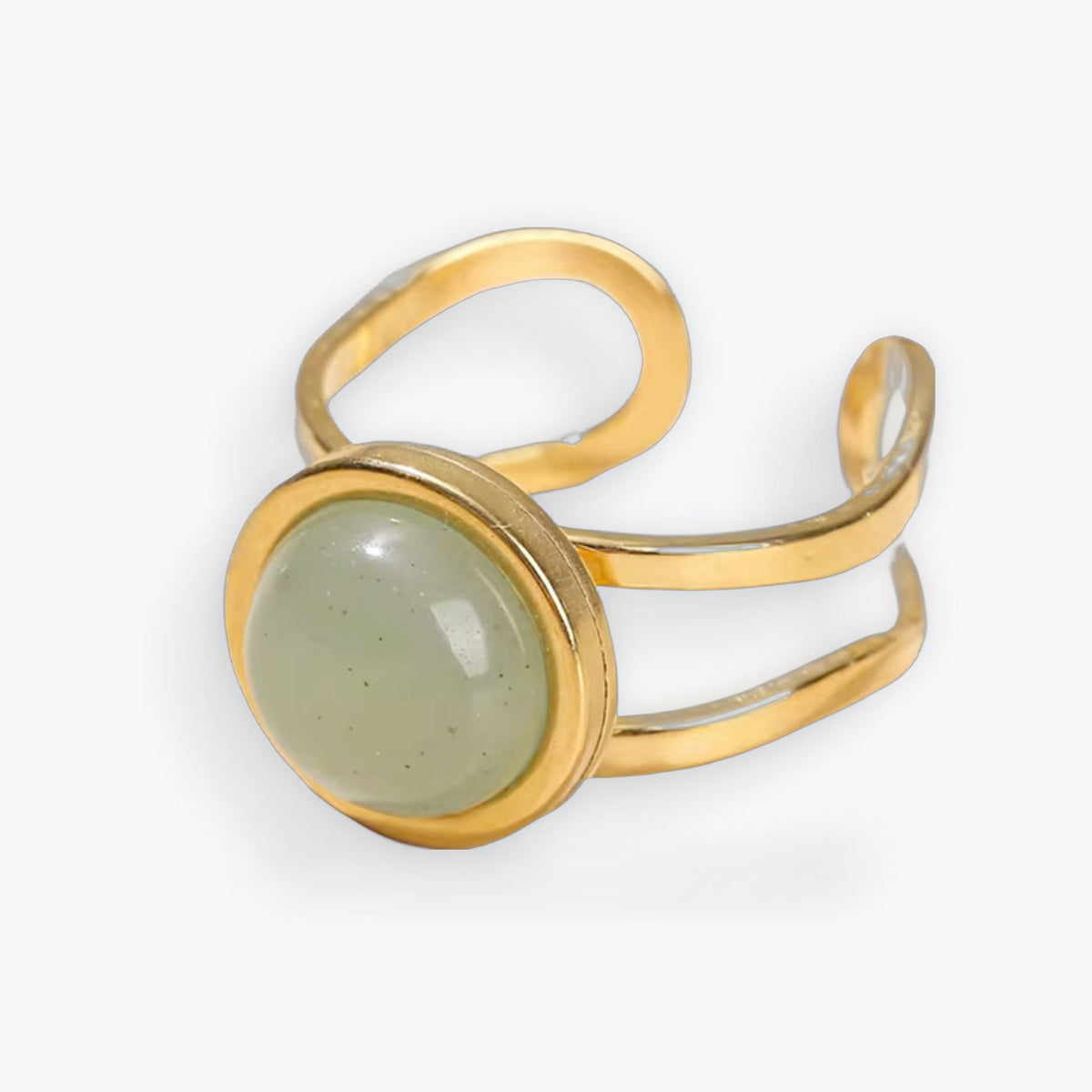 Bague Ajustable en Acier Inoxydable - Aventurine verte