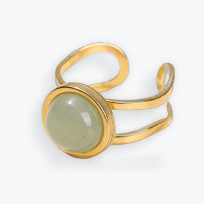Bague Ajustable en Acier Inoxydable - Aventurine verte