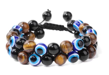 Bracelet Triple Protection — Œil de Tigre, Hématite & Obsidienne