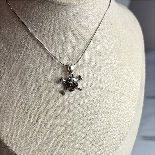 Pendentif Ambre Crâne Onepiece - Argent 925