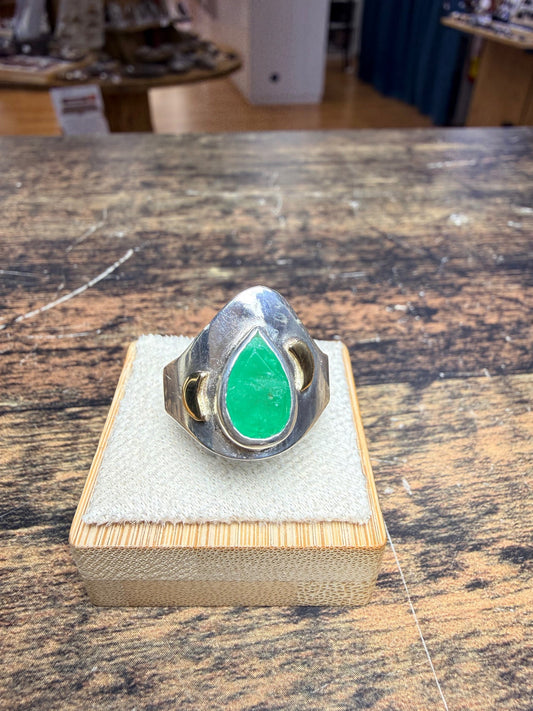 Bague émeraude, argent 925 et or 18k