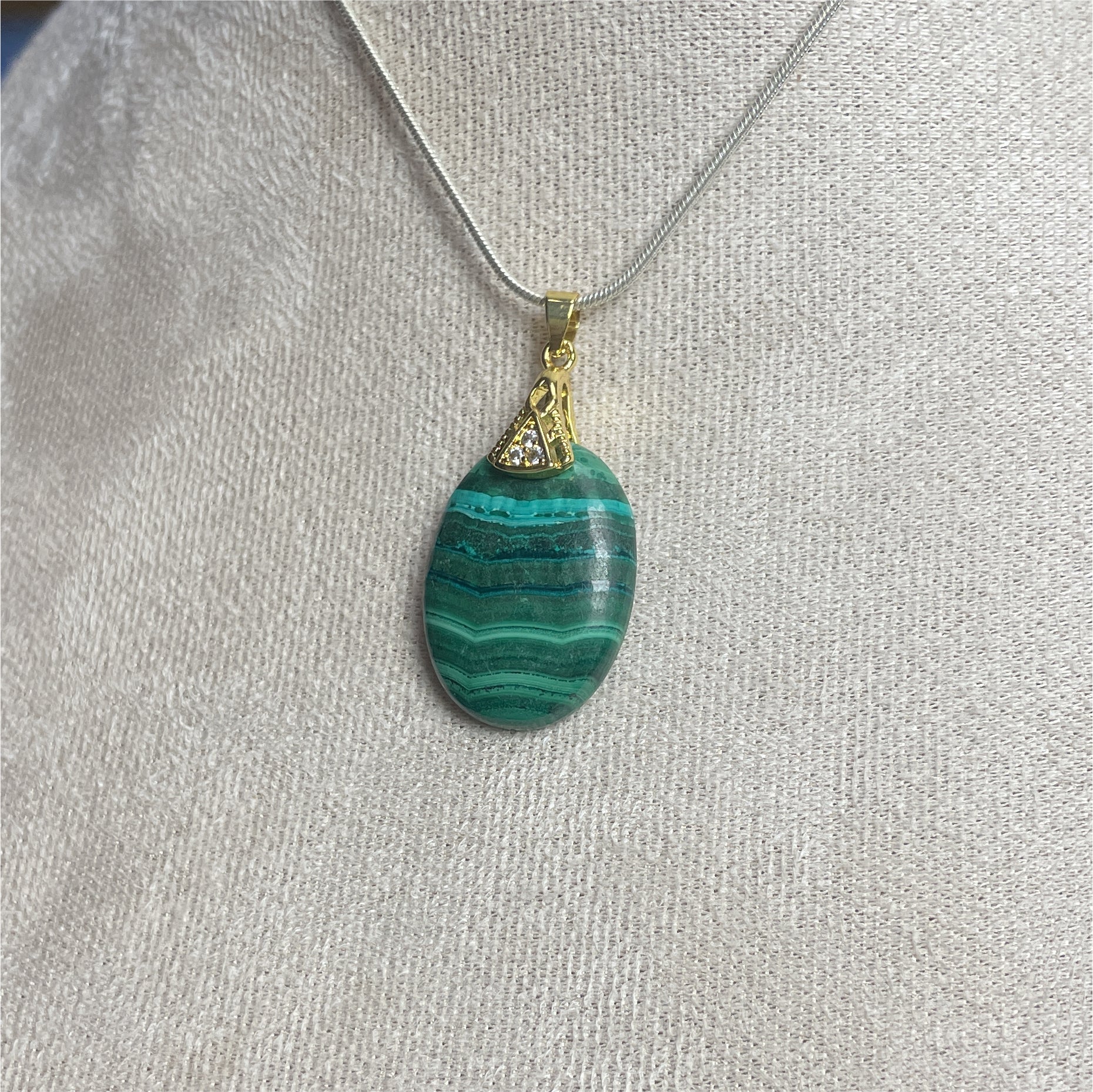 Pendentif Azurite Malachite ovale