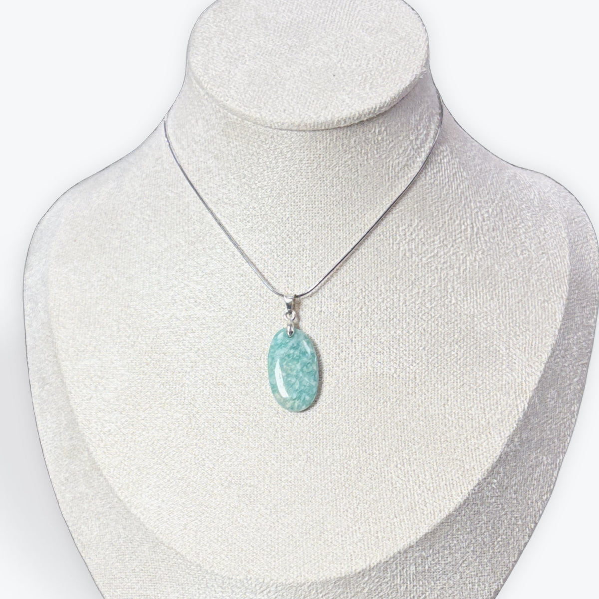 Pendentif Amazonite Ovale - Avec belière