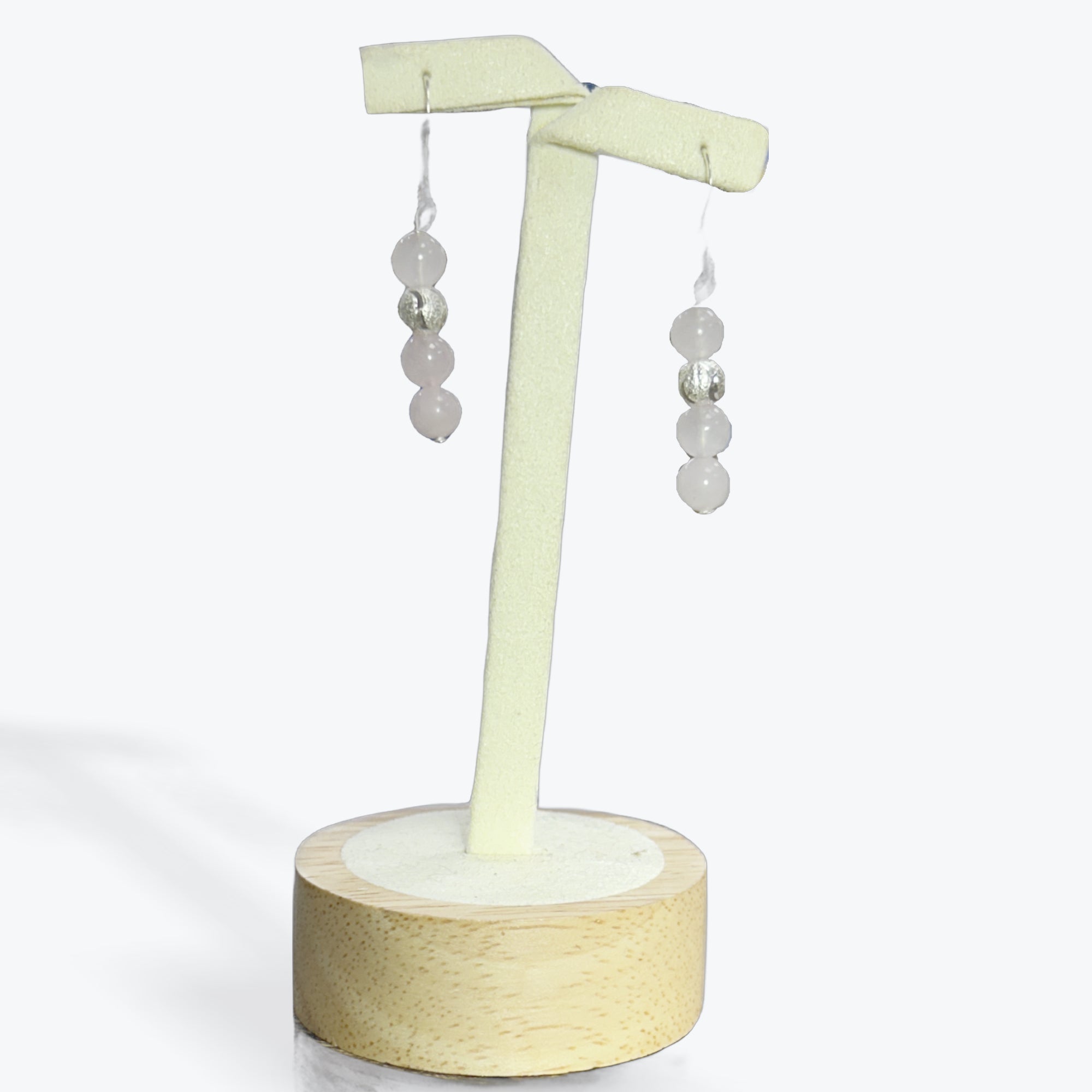 Boucles D'oreilles Quarz Rose Pendantes